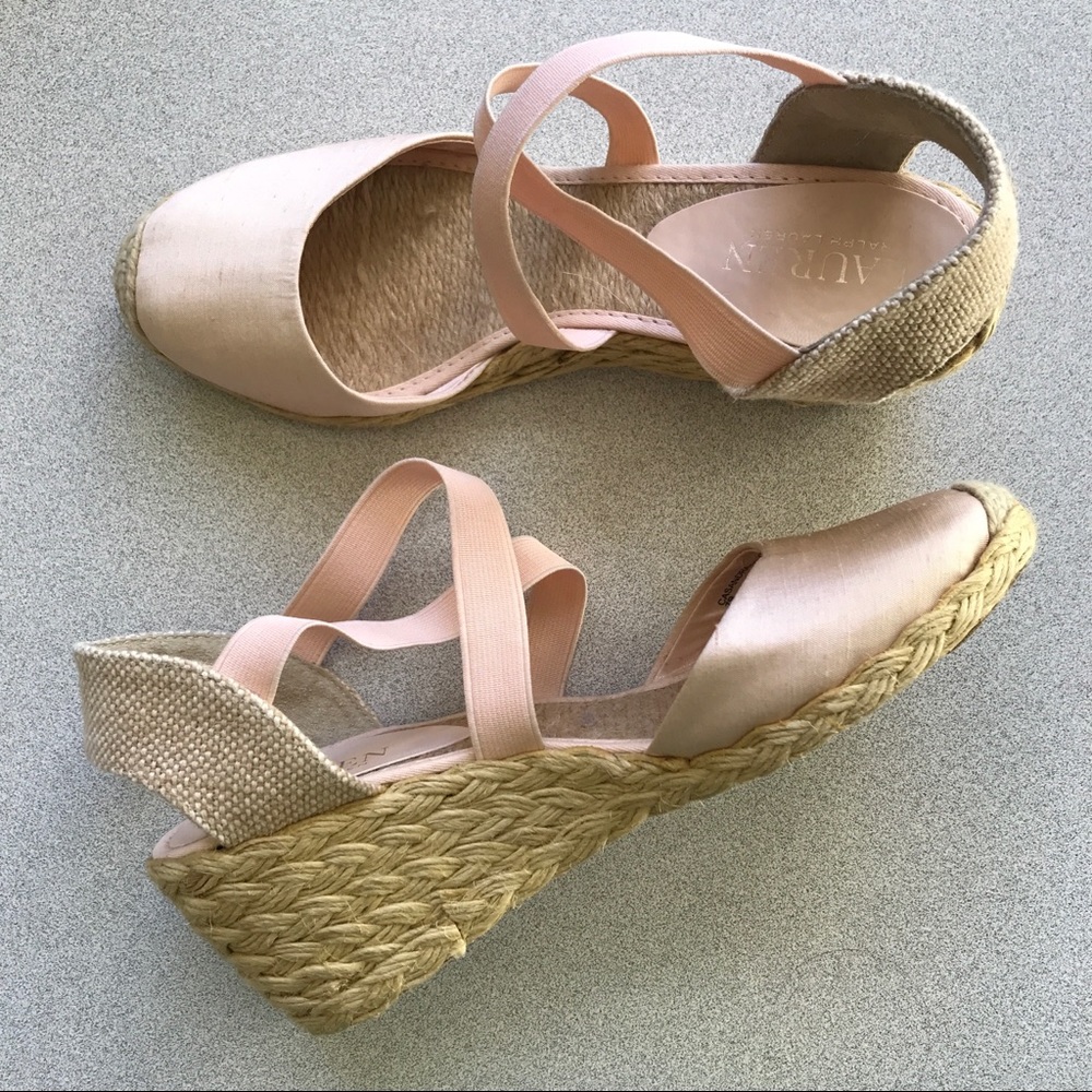 Ralph Lauren Cassandra Espadrille Wedge Pink 7B